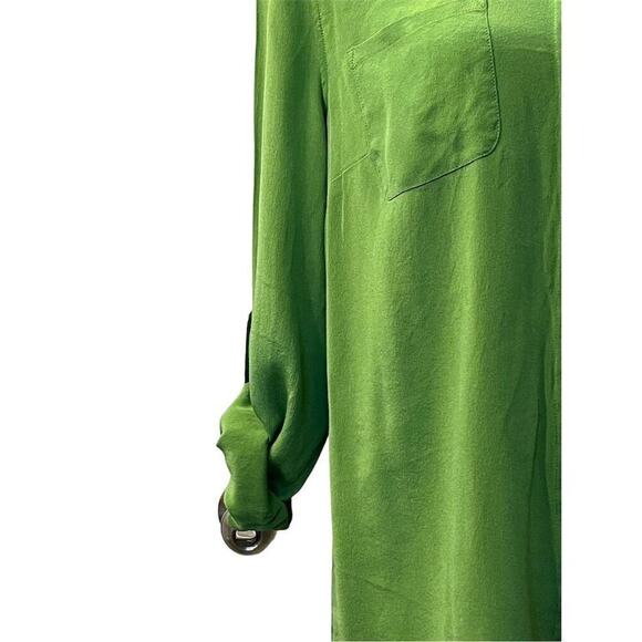 Talbots Petites Silk Blouse 14 Green Long Sleeve Casual Top Button Up Grannycore - Picture 7 of 9